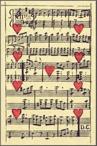 Hearts-9 (French) Photo of the reproduction Musical playing cards (facsimile Piatnik, 1981)
