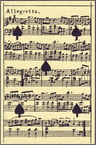 Spades-5 (French) Photo of the reproduction Musical playing cards (facsimile Piatnik, 1981)