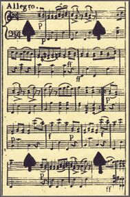 Spades-4 (French) Photo of the reproduction Musical playing cards (facsimile Piatnik, 1981)