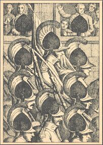 Spades-10 (French) Photo of the reproduction Card almanac for 1807 (facsimile Georg Olms, 1970)
