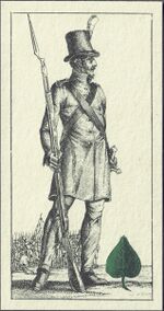 Leaves-Unter (German) Photo of the reproduction German playing cards for the Bavarian people (facsimile F. X. Schmid, 1980)