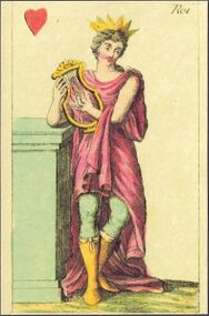 Hearts-King (French) Photo of the reproduction Musical playing cards (facsimile Piatnik, 1981)