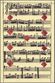 Diamonds-9 (French) Photo of the reproduction Musical playing cards (facsimile Piatnik, 1981)