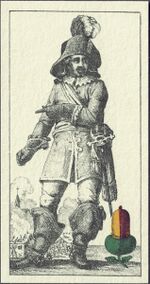 Acorns-Unter (German) Photo of the reproduction German playing cards for the Bavarian people (facsimile F. X. Schmid, 1980)