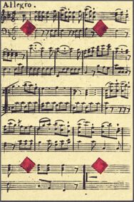 Diamonds-4 (French) Photo of the reproduction Musical playing cards (facsimile Piatnik, 1981)