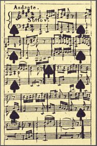 Spades-9 (French) Photo of the reproduction Musical playing cards (facsimile Piatnik, 1981)
