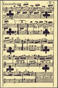 Clubs-8 (French) Photo of the reproduction Musical playing cards (facsimile Piatnik, 1981)