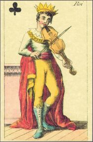 Clubs-King (French) Photo of the reproduction Musical playing cards (facsimile Piatnik, 1981)