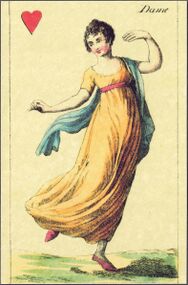 Hearts-Queen (French) Photo of the reproduction Musical playing cards (facsimile Piatnik, 1981)