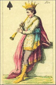 Spades-King (French) Photo of the reproduction Musical playing cards (facsimile Piatnik, 1981)