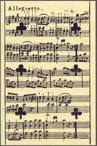 Clubs-6 (French) Photo of the reproduction Musical playing cards (facsimile Piatnik, 1981)
