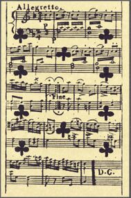 Clubs-10 (French) Photo of the reproduction Musical playing cards (facsimile Piatnik, 1981)