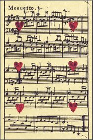 Hearts-6 (French) Photo of the reproduction Musical playing cards (facsimile Piatnik, 1981)