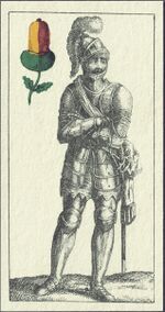 Acorns-Ober (German) Photo of the reproduction German playing cards for the Bavarian people (facsimile F. X. Schmid, 1980)