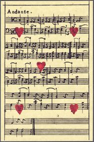 Hearts-5 (French) Photo of the reproduction Musical playing cards (facsimile Piatnik, 1981)