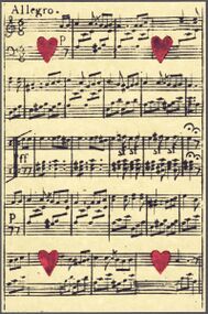 Hearts-4 (French) Photo of the reproduction Musical playing cards (facsimile Piatnik, 1981)